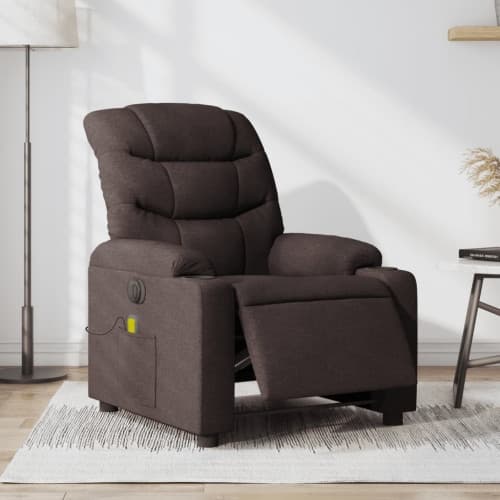 Elektrisk massagefåtölj mörkbrun tyg