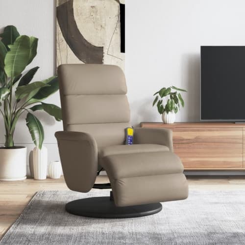 Massagefåtölj med fotstöd cappuccino konstläder