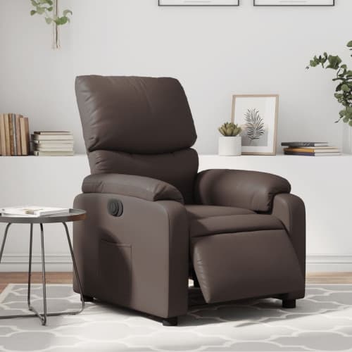 Elektronisk reclinerfåtölj brun konstläder