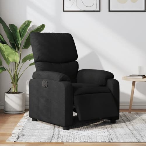 Elektrisk reclinerfåtölj svart tyg