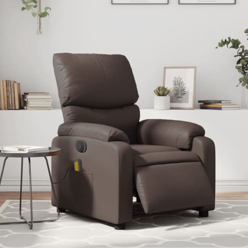 Elektrisk massagefåtölj brun konstläder