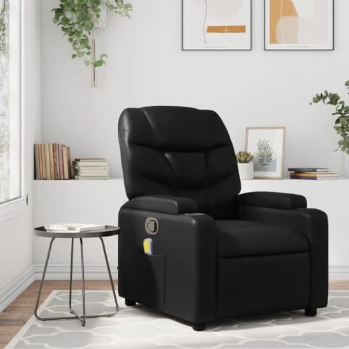 Massagefåtölj svart konstläder