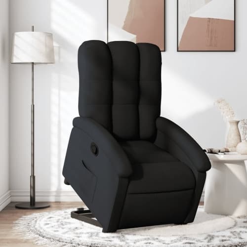 Reclinerfåtölj med uppresningshjälp svart tyg