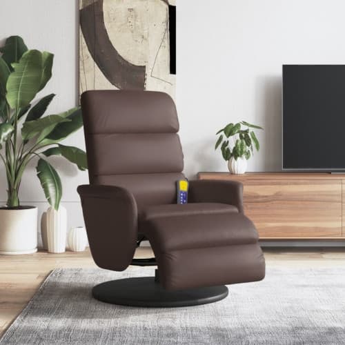 Reclinerfåtölj med fotstöd brun konstläder