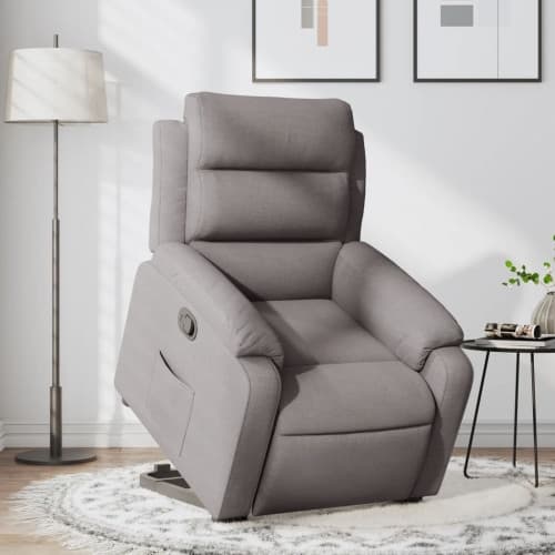 Reclinerfåtölj med uppresningshjälp taupe tyg