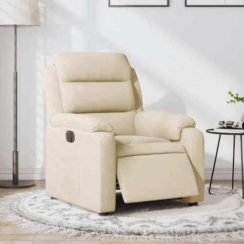 Elektrisk reclinerfåtölj gräddvit tyg