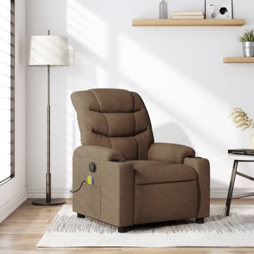 Massagefåtölj brun tyg