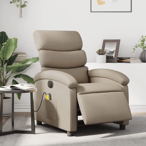 Elektrisk massagefåtölj cappuccino konstläder