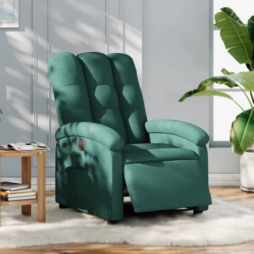 Elektrisk reclinerfåtölj mörkgrön tyg