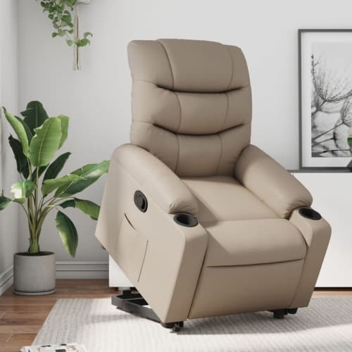 Reclinerfåtölj med uppresningshjälp cappuccino konstläder