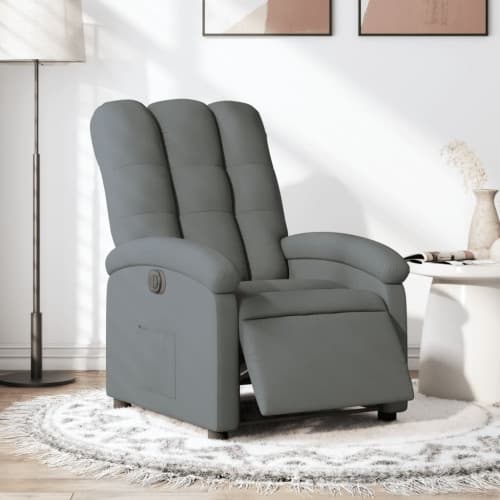 Elektrisk reclinerfåtölj mörkgrå tyg