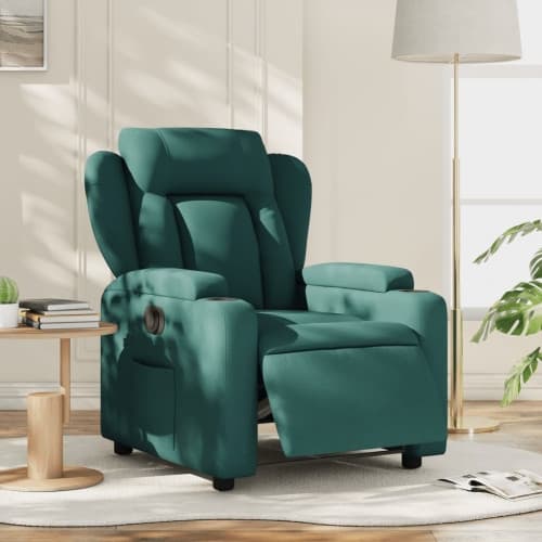 Elektrisk reclinerfåtölj mörkgrön tyg