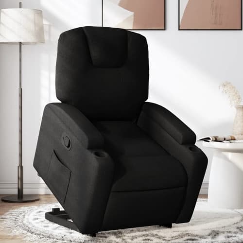Reclinerfåtölj med uppresningshjälp svart tyg