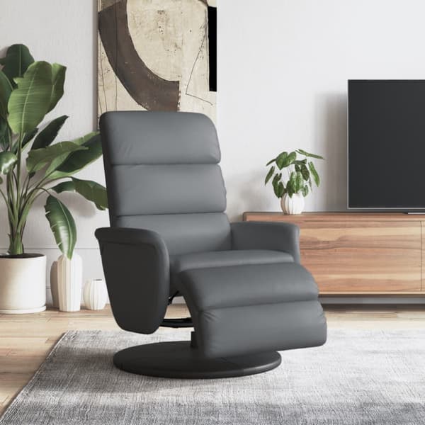 Reclinerfåtölj med fotstöd grå konstläder