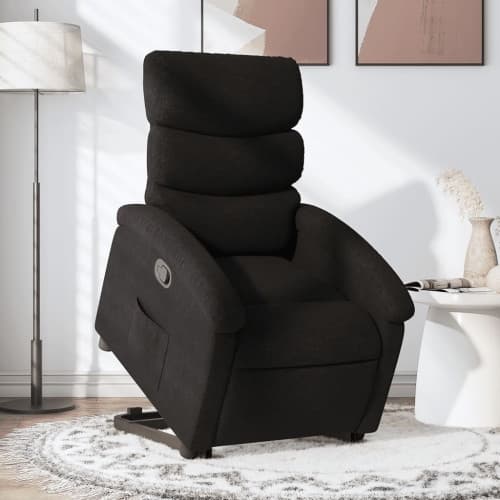 Reclinerfåtölj med uppresningshjälp svart tyg