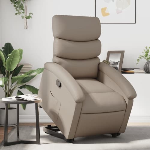 Reclinerfåtölj med uppresningshjälp cappuccino konstläder