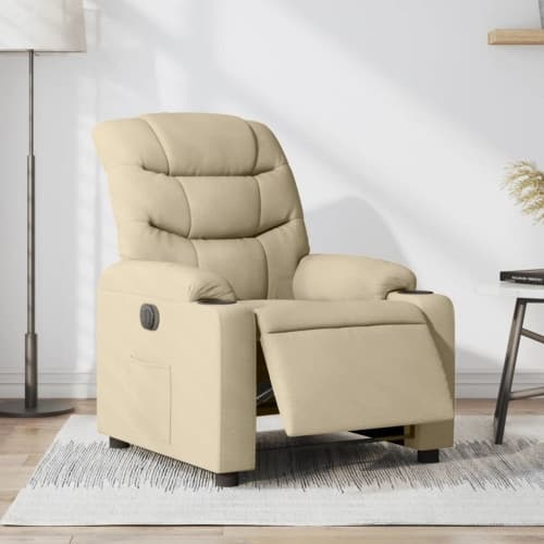 Elektrisk reclinerfåtölj gräddvit tyg
