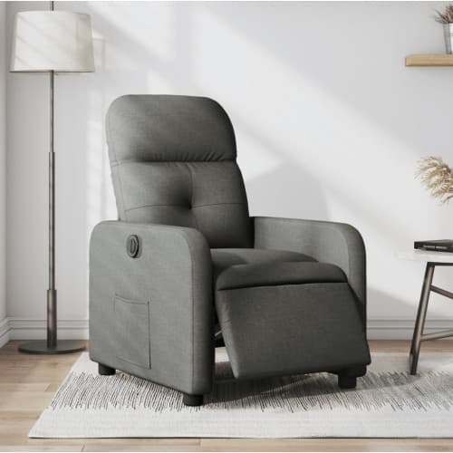 Elektrisk reclinerfåtölj mörkgrå tyg