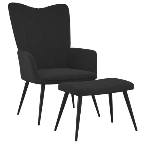 Vilstol med fotpall svart sammet