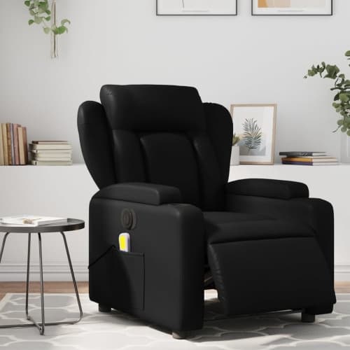 Elektrisk massagefåtölj svart konstläder