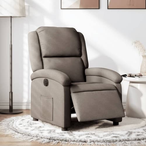 Elektrisk reclinerfåtölj taupe tyg