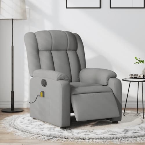 Elektrisk massagefåtölj ljusgrå tyg