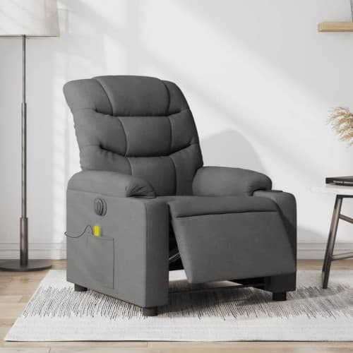 Elektrisk massagefåtölj mörkgrå tyg
