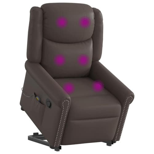 Stå-upp massagestol glänsande brun konstläder