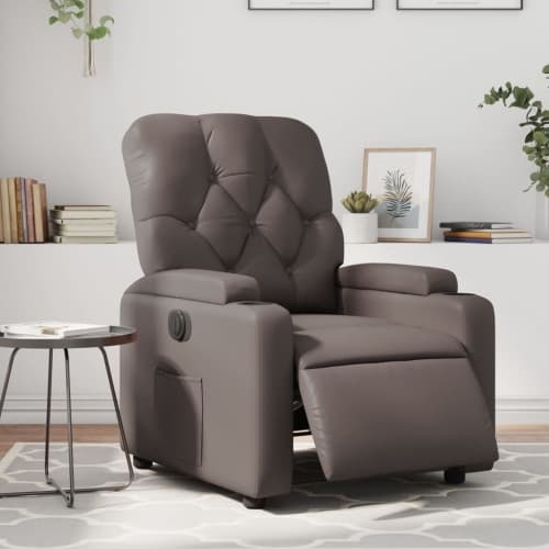 Elektronisk reclinerfåtölj brun konstläder