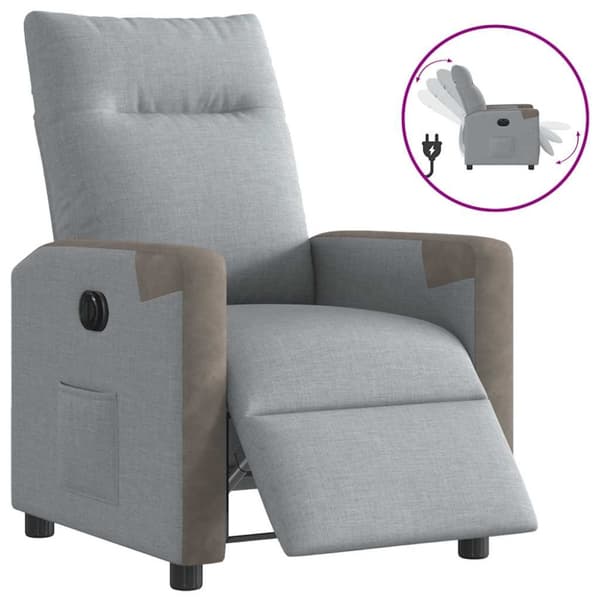 Elektrisk reclinerfåtölj ljusgrå tyg