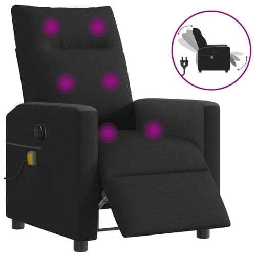 Elektrisk massagefåtölj med uppresningshjälp svart tyg