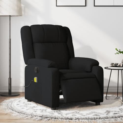 Elektrisk massagefåtölj med uppresningshjälp svart tyg