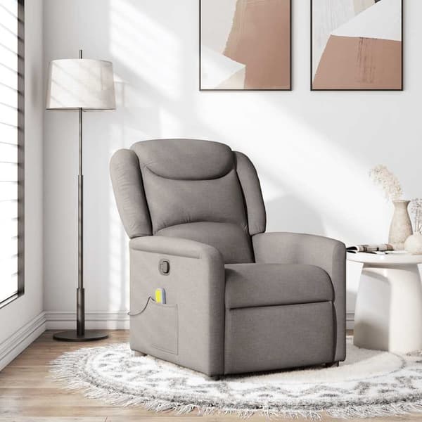 Massagefåtölj taupe tyg
