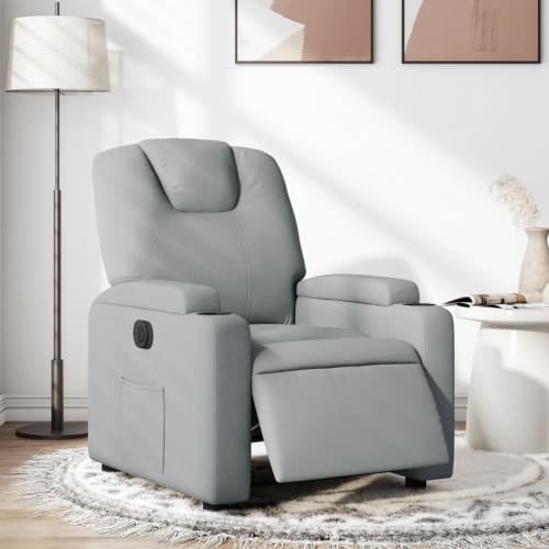 Elektrisk reclinerfåtölj ljusgrå tyg