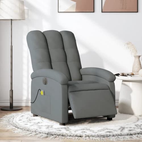 Elektrisk massagefåtölj mörkgrå tyg