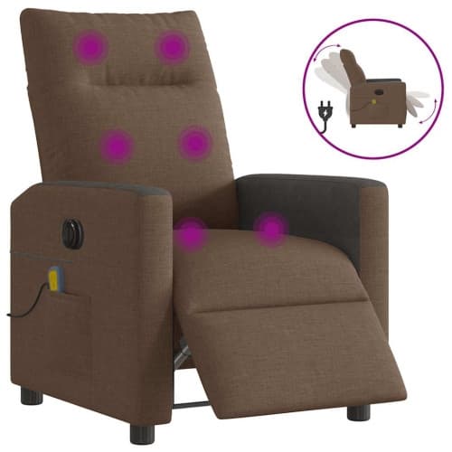 Elektrisk massagefåtölj brun tyg