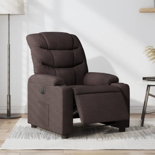 Elektrisk reclinerfåtölj mörkbrun tyg