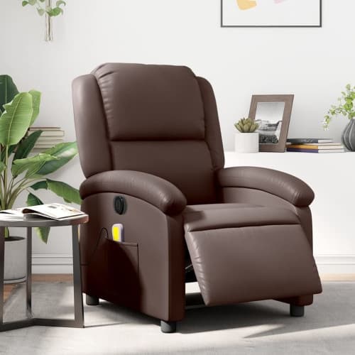 Elektrisk massagefåtölj brun konstläder