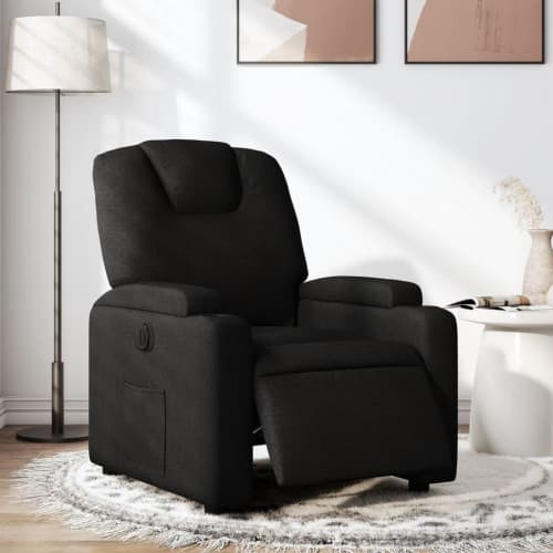 Elektrisk reclinerfåtölj svart tyg