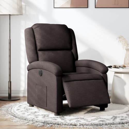 Elektrisk reclinerfåtölj mörkbrun tyg