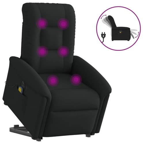 Elektrisk massagefåtölj med uppresningshjälp svart tyg