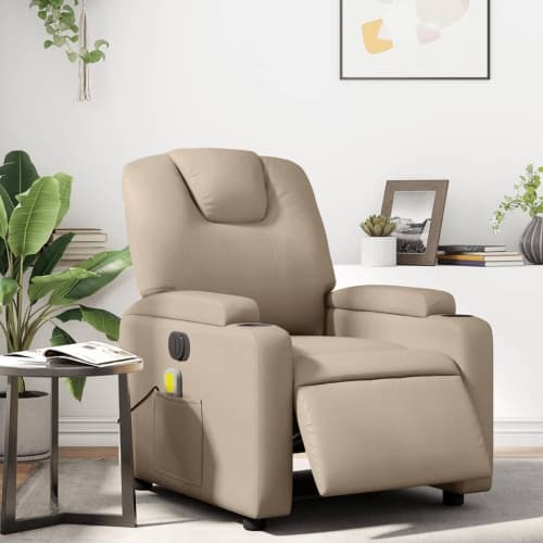 Elektrisk massagefåtölj cappuccino konstläder