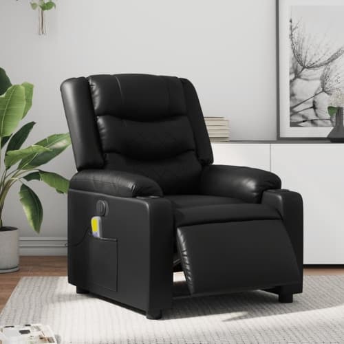 Elektrisk massagefåtölj svart konstläder