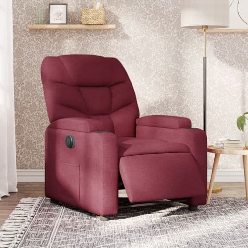 Elektrisk reclinerfåtölj vinröd tyg