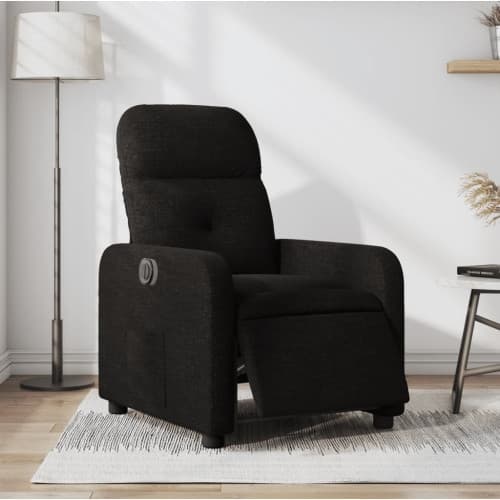 Elektrisk reclinerfåtölj svart tyg