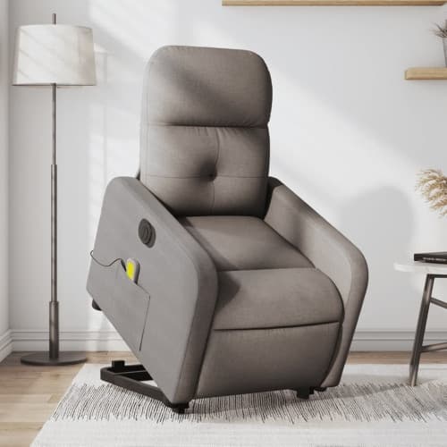 Elektrisk massagefåtölj med uppresningshjälp taupe tyg