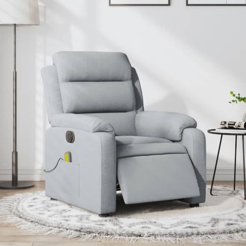 Elektrisk massagefåtölj ljusgrå tyg