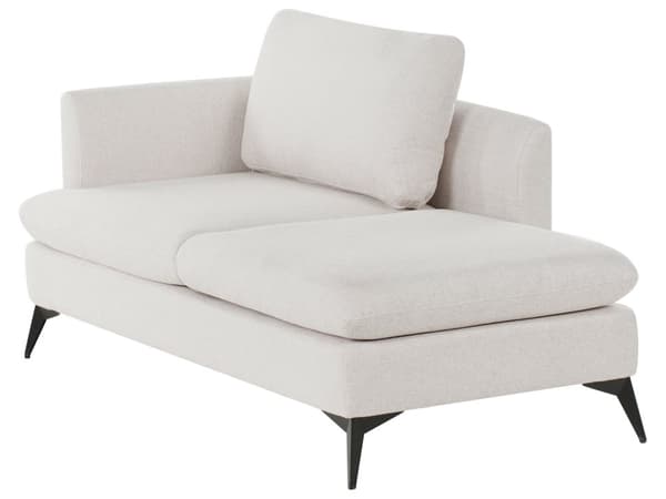 Sjeselong Lys Beige Venstrevendt Polyester Stofftrekk med Dekorativ Pute Metall Ben Moderne Design Stue
