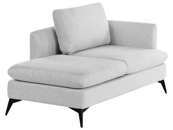Sjeselong Lysegrå Høyrehånds Polyester Stofftrekk med Dekorativ Pute Metallben Moderne Design Stue