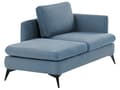 Miniatyrbilde 5 av 11: Sjeselong Blå Høyrehendt Polyester Stofftrekk med Dekorativ Pute Metallben Moderne Design Stue